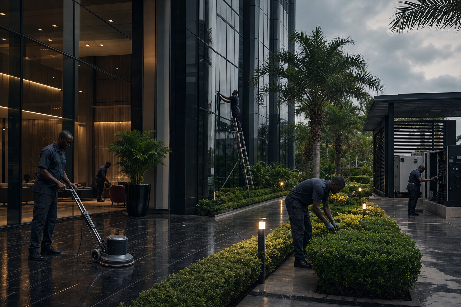 Facility management team maintaining properties across Ghana